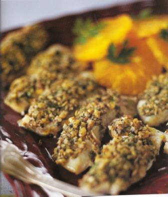 Spicy Walnut-Encrusted Fish with Orange and Parsley Salad