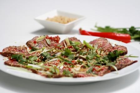 TATAKI OF  BEEF WITH TOASTED SESAME SEEDS AND SPICES