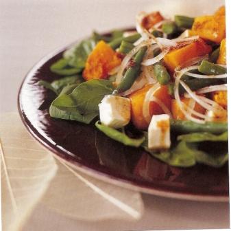 Warm Pumpkin and Feta Salad with Baby Spinach
