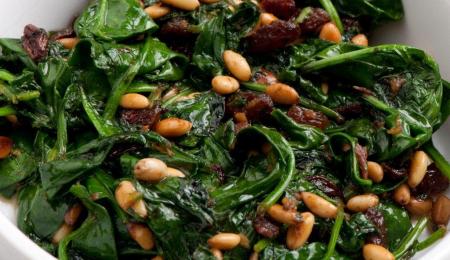 Spinach with Anchovies and Pine Nuts