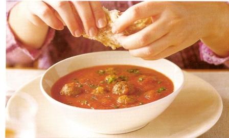 Spicy Tomato Soup with Meatballs