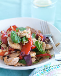 Chicken, Orzo and Roasted Red Capsicum Salad