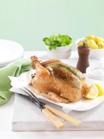 Roast Chicken with Spinach, Lemon & Mint Stuffing